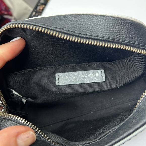Marc Jacobs Playback Gray Black White Leather Crossbody Zip Shoulder Bag - Picture 10 of 11